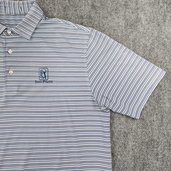 Peter Millar Polo Mens XXL Blue White Stripe Jasna Polana Performance Golf Shirt - Picture 12 of 16